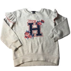 Tommy Hilfiger Girls 6X Embroidered Pull Over Sweatshirt with Ruffle Shoulders